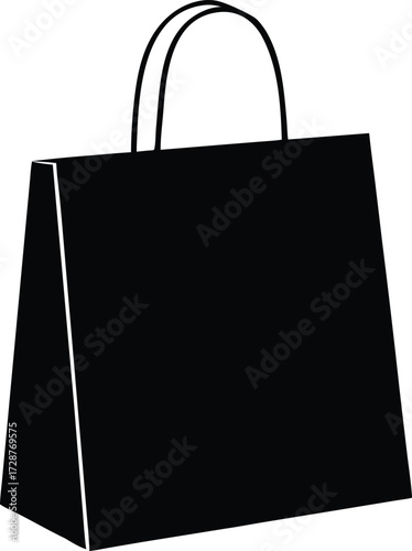 shopping bag vector, retail carrier silhouette
