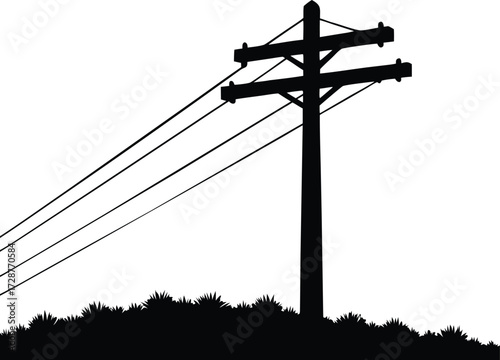 telephone pole illustration, power line icon

