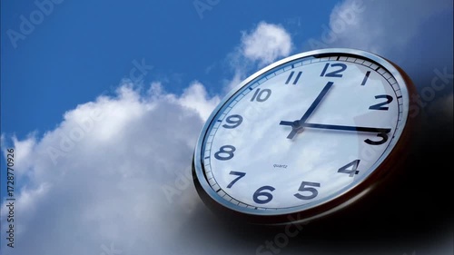 Time lapse clock with fast moving clouds and sky