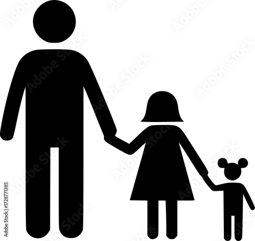 Family structures icon set: minimalist line art of generations and connections
