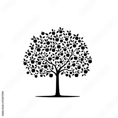 Apple Tree Vector – Natural Orchard with Fresh Ripe Apples