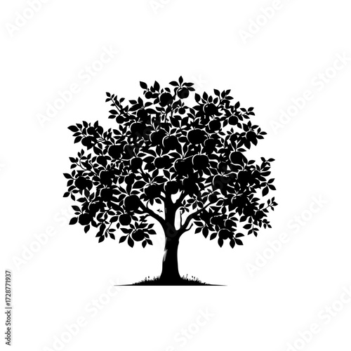 Apple Tree Vector Illustration – Ripe Orchard Fruit Tree for Farming and Garden Design