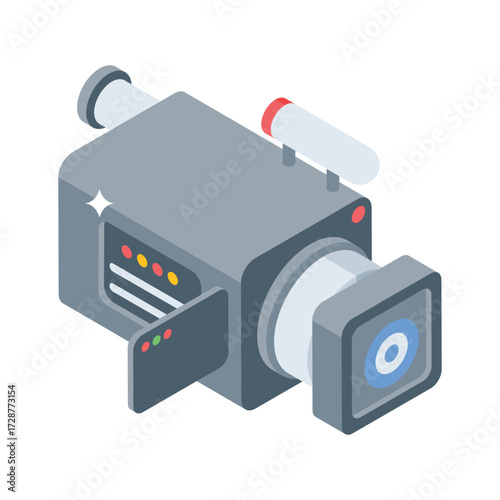 Sleek isometric style icon of compact event camcorder