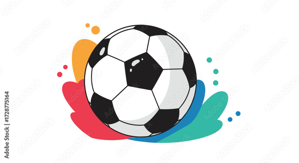 Obraz premium The beautiful game of soccer with vibrant colorful splashes representing action and excitement.