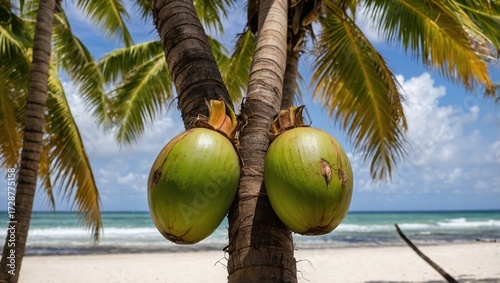coconuts on a palm tree