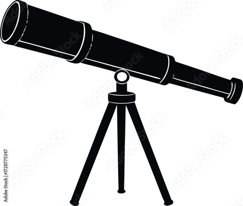 telescope vector, stargazing tool silhouette
