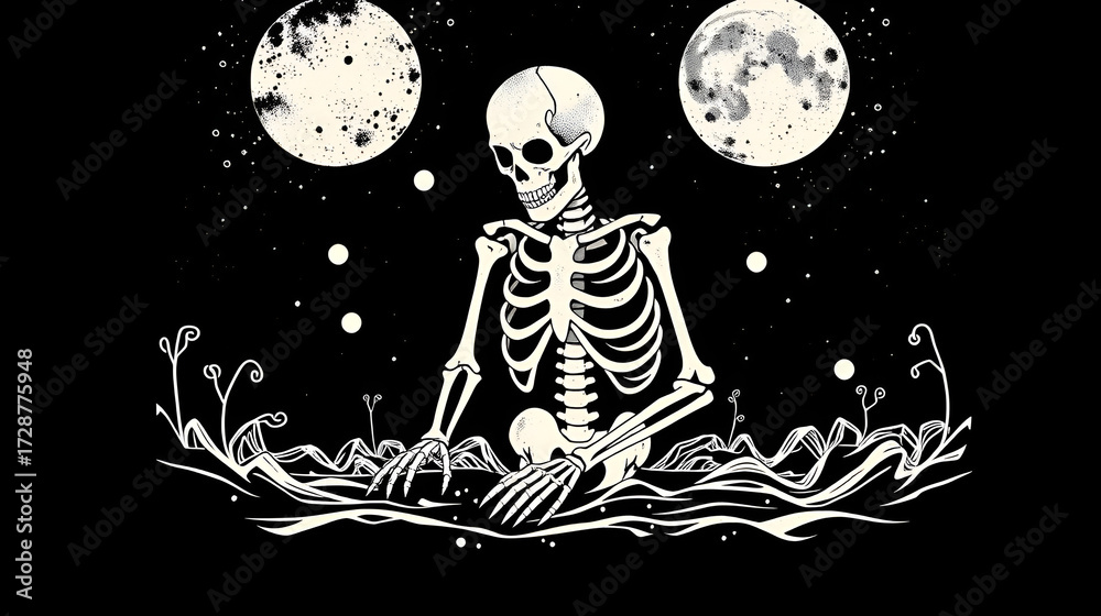 Fototapeta premium manual screen printing with skeleton