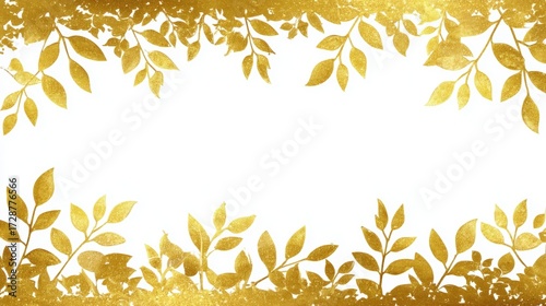 Elegant golden leaf border design with a clean white center, ideal for invitations or announcements
