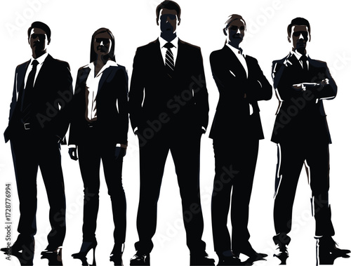 Confident Business Professionals in SilhouetteConfident Business Professionals in Silhouette