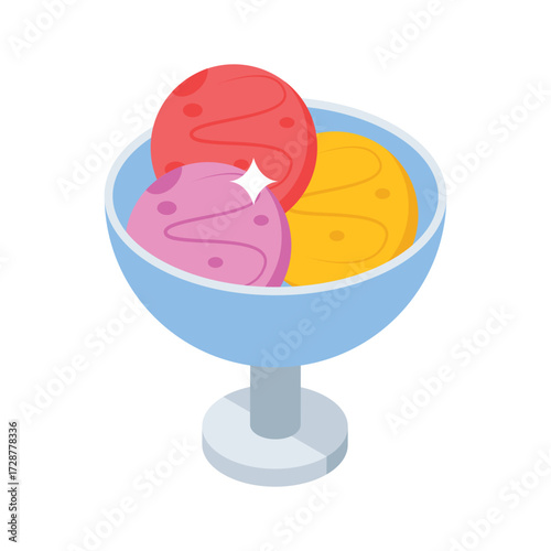 Ready to use isometric icon of soft serve ice cream
