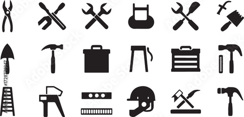 Kitchen tools icon, Cooking utensils vector, Chef equipment silhouette, Kitchenware clipart design, Culinary utensils graphic, Cooking pot symbol, Chef apron illustration, Food preparation tools, Kitc