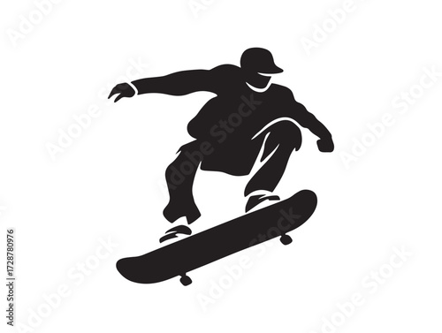 Creative Extreme Sports Symbol in Elegant Bold Silhouette Vector Illustration Graphic Design