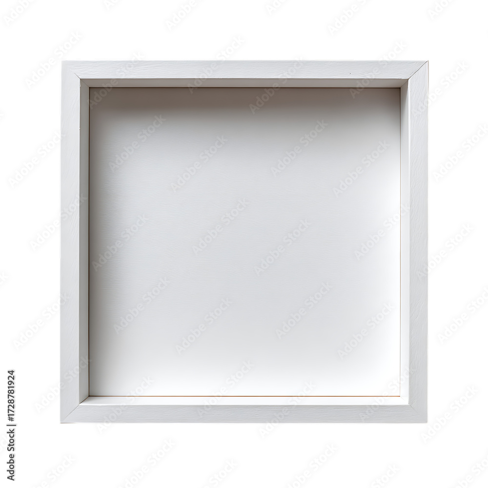 Empty white wooden square frame isolated on transparent background for artwork Empty white wooden square frame isolated on transparent background for artwork