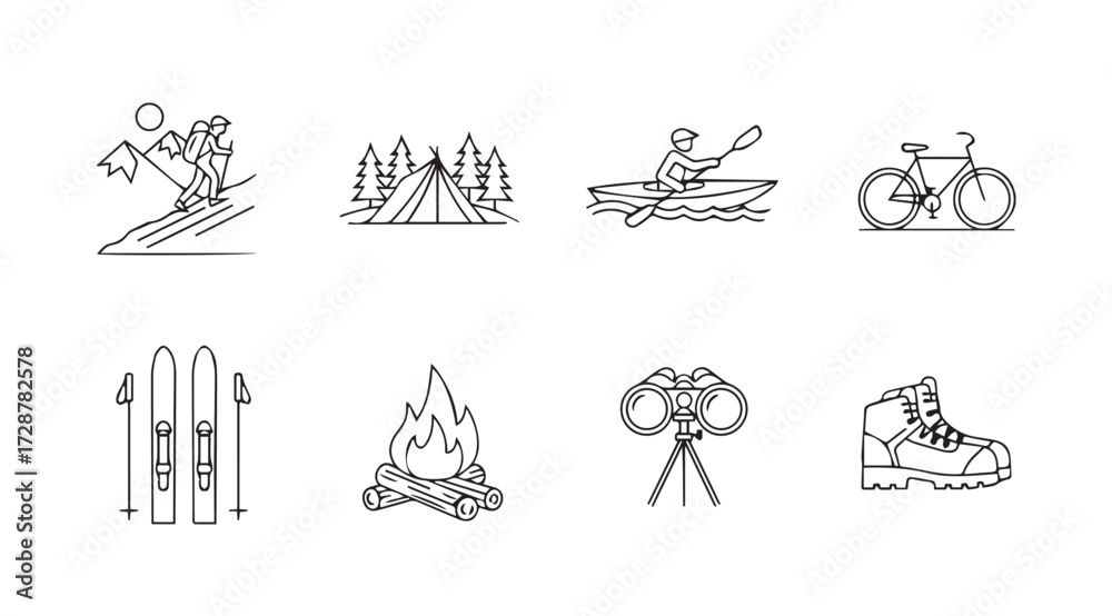 Fototapeta premium Vector art of outdoor activity icons