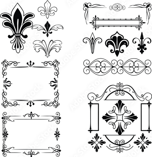  fleur de lis vector frames and decorative ornaments