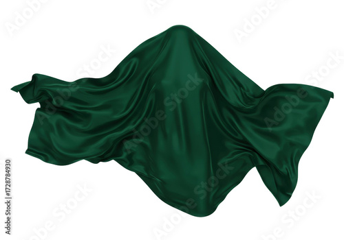 Φωτογραφία Isolated emerald green fabric draped over an unseen object, billowing movement