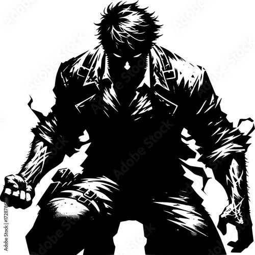 Shadow of Determination: A silhouetted figure stands strong, their shadowed form embodying strength and resolve against an unseen challenge.