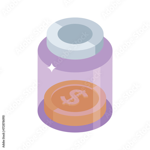 Ready to use isometric icon of  savings jar