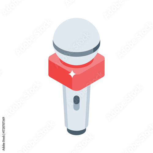 Sleek isometric icon of podcasting microphone setup