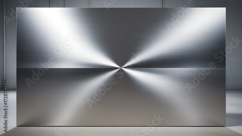 Captivating brushed metal surface with radial light reflections creates a modern, sophisticated backdrop for innovative designs and industrial concepts.
