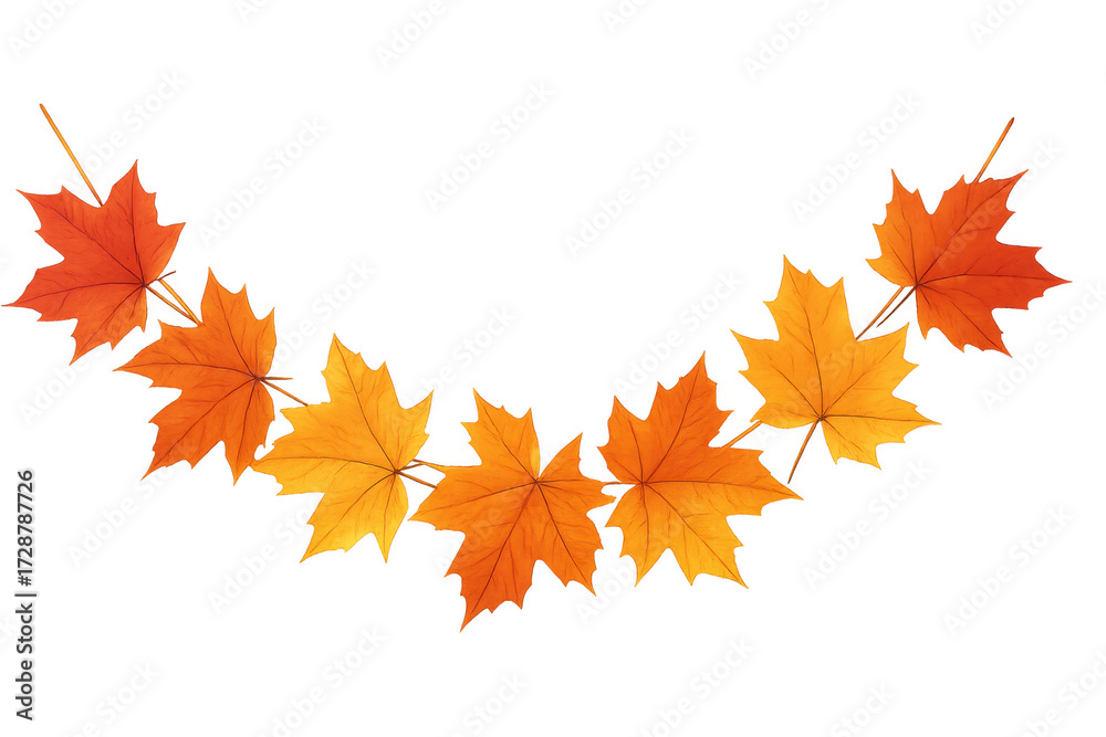 Fototapeta premium Autumn maple leaves creating a colorful fall garland