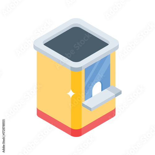 Trendy isometric icon of event ticket counter booth