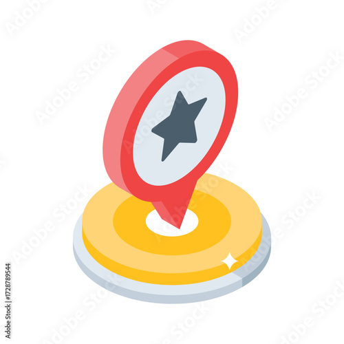 Modern isometric icon of pinpointed event location