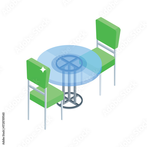 Handy isometric style icon of formal dining table
