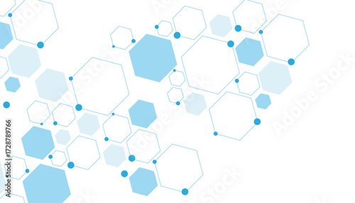 Science network pattern blue Hexagonal abstract background. Big Data Visualization structure elements . Health care and science medical pattern innovation. Template design with concept Dots and lines.