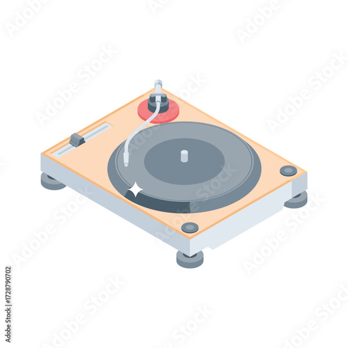 Modern isometric icon of retro vinyl player