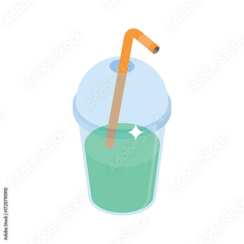 Ready to use isometric icon of takeaway juice cup