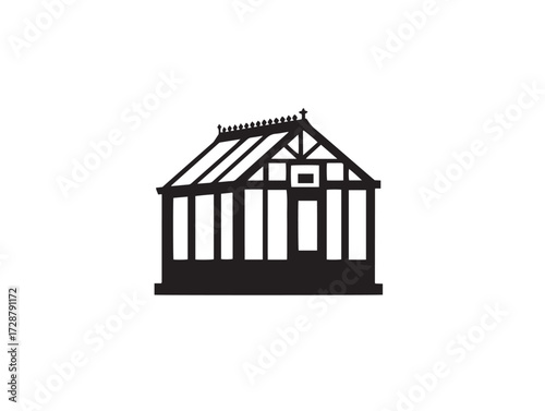 Greenhouse silhouette icon vector illustration solid black protected agricultural environment concept