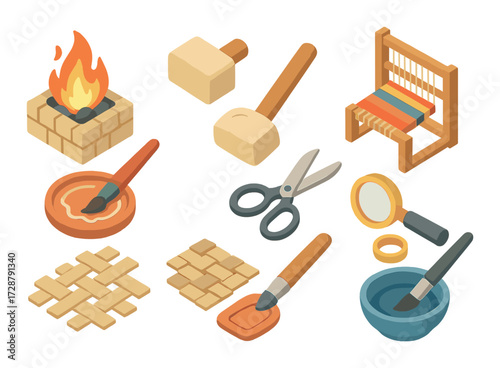 Crafting tools and materials for diy projects in soft gradient design