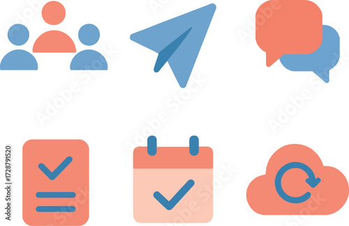 Minimal Nude Color App Icon Set – Send, Message, Cloud, Human, Check Mark Professional Vector.