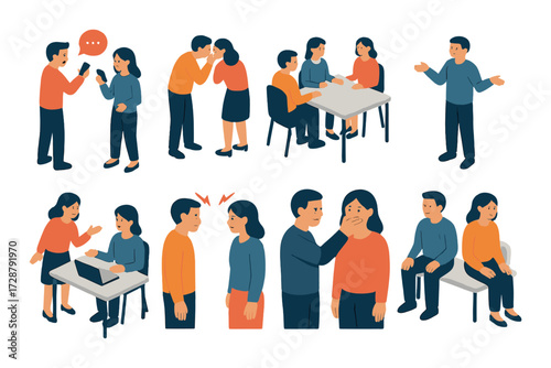 Animated characters in diverse social interactions and emotions