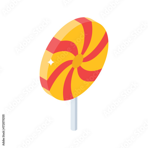 Handy isometric style icon of swirl lollipop candy
