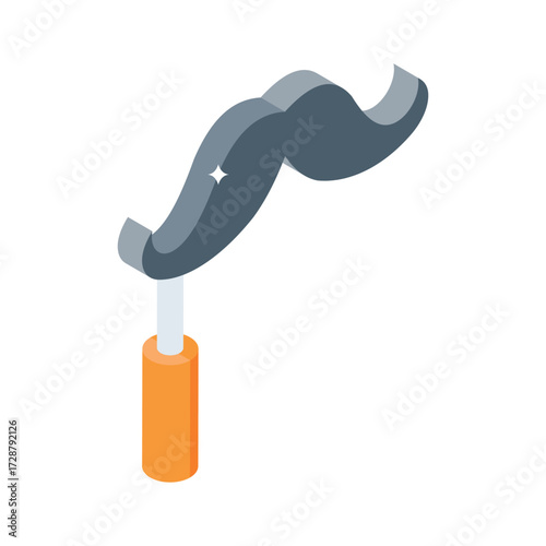 Premium isometric icon of funny fake mustaches prop
