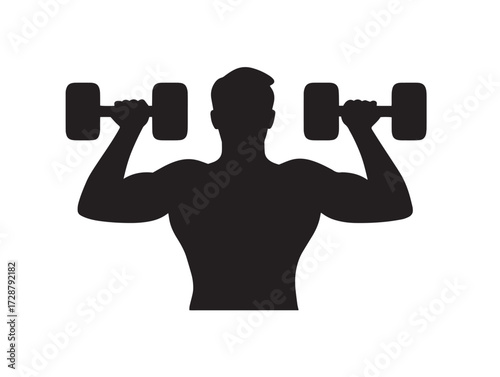 Gym silhouette icon vector illustration solid black health and bodybuilding equipment setup