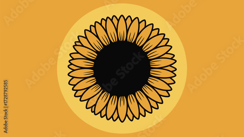 Elegant sunflower blossom design on warm yellow background perfect for branding, invitations, and bringing a touch of summer sunshine to any project