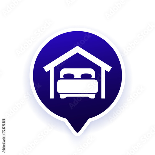 accommodation vector icon with a bed