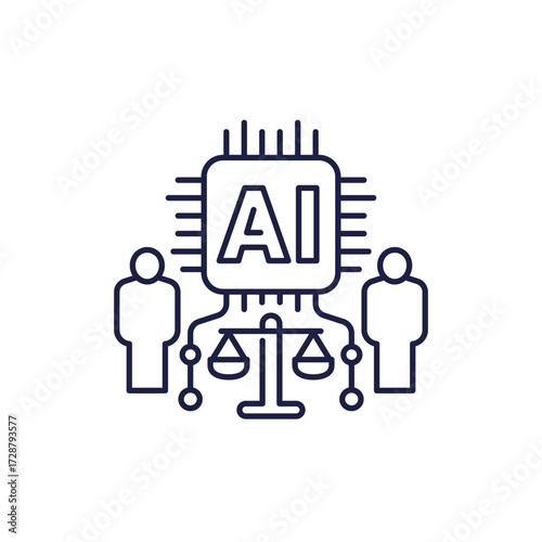 AI ethics icon, ethical artificial intelligence line design