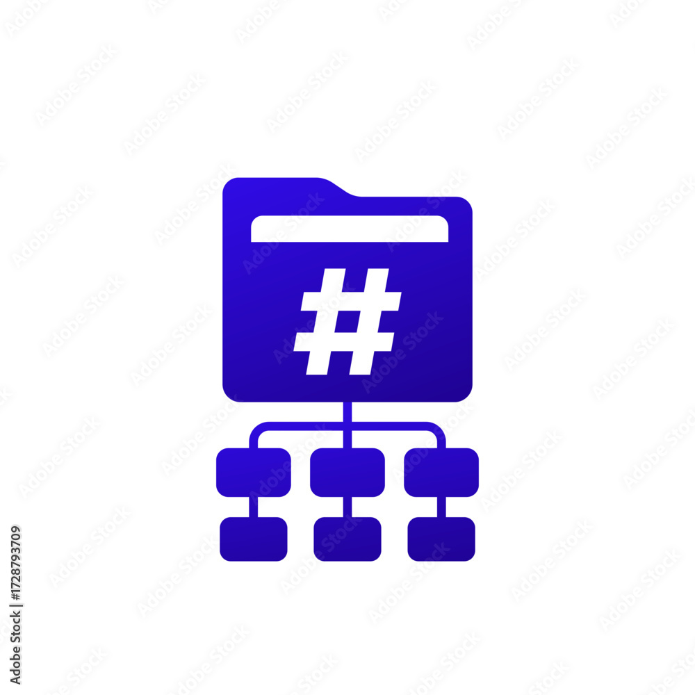 Obraz premium data indexing icon, folder with hashtag