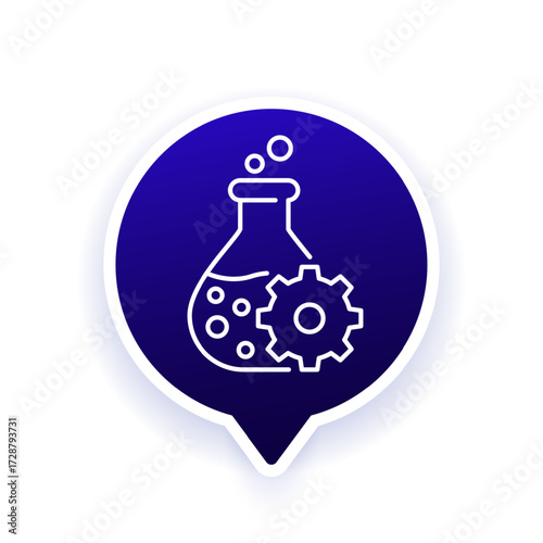 catalyst line icon with lab glass, vector