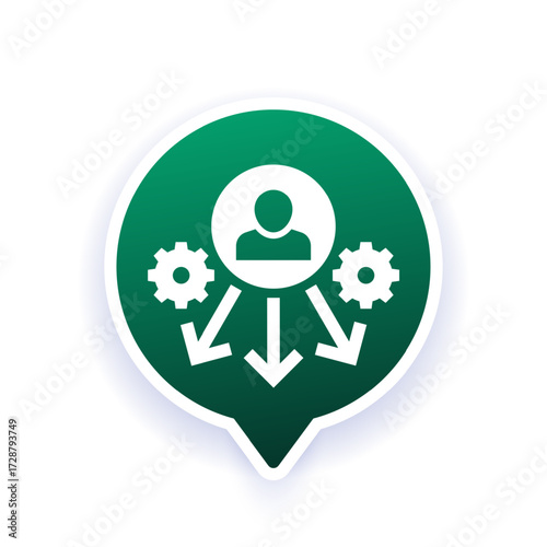 delegation icon, management and leadership in business