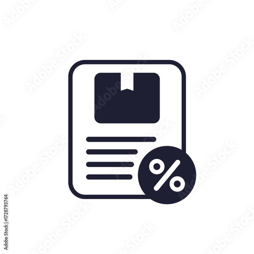 export tariff or tax rate icon on white