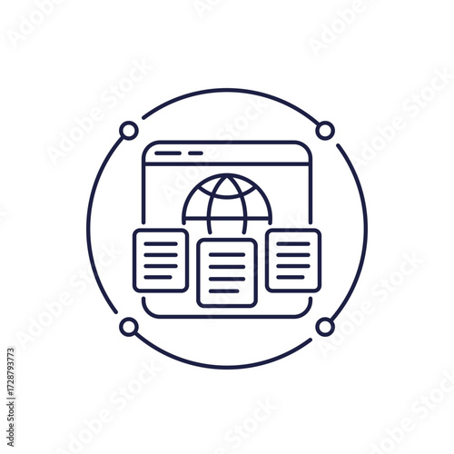 global data icon in line design