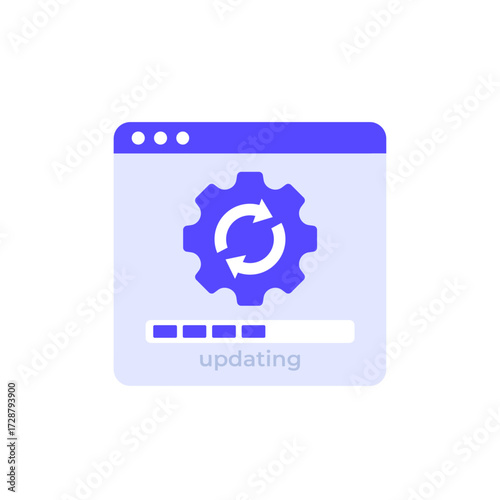updating design with progress bar and gear icon