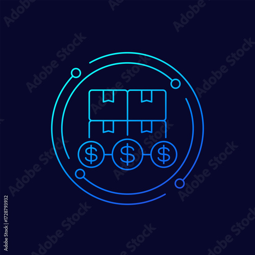 wholesale icon with boxes, bulk purchasing linear design