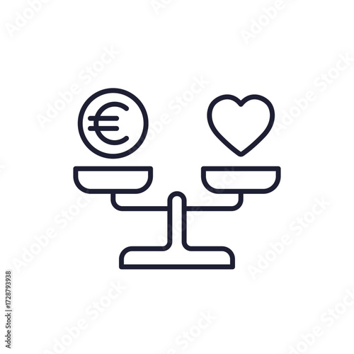 work life balance line icon with scales and euro