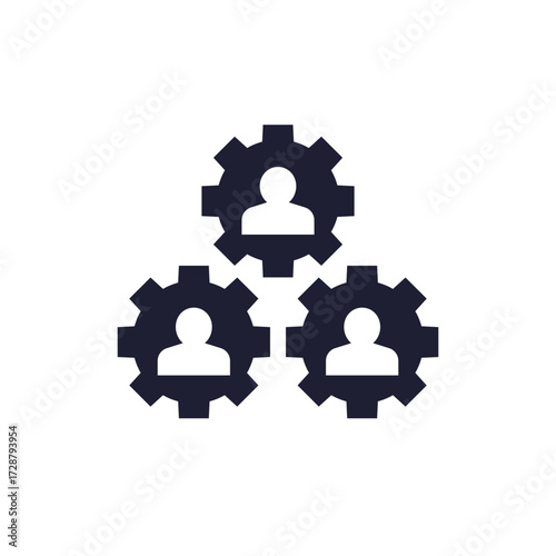 workforce or manpower icon with people and gears